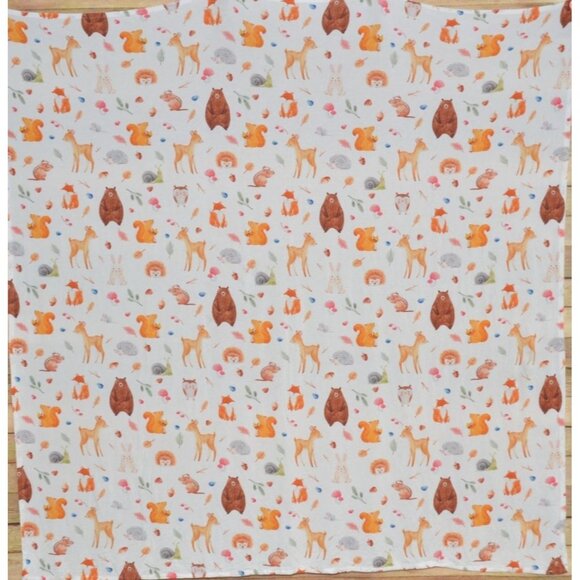Allison Belle Premium Knit Viscose Bamboo Swaddle Blanket Woodland Animals 47" - Picture 1 of 6